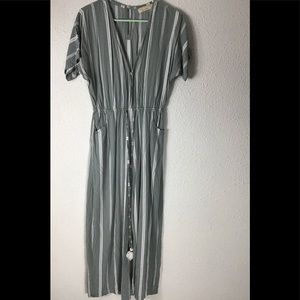 Beach gold striped drawstring jumpsuit size medium